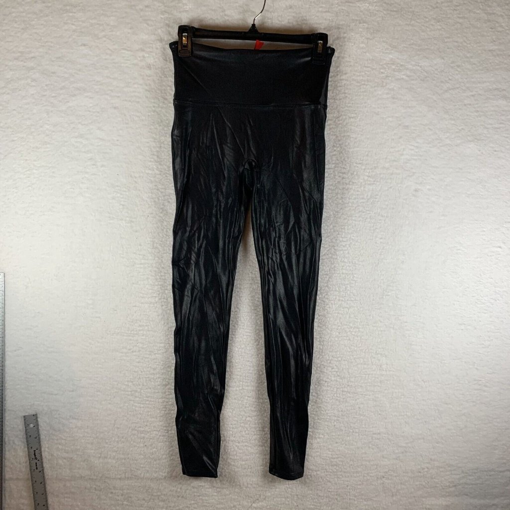 Spanx By Sara Blakely Ankle Leggings Women's Size Medium Black Leather 6420